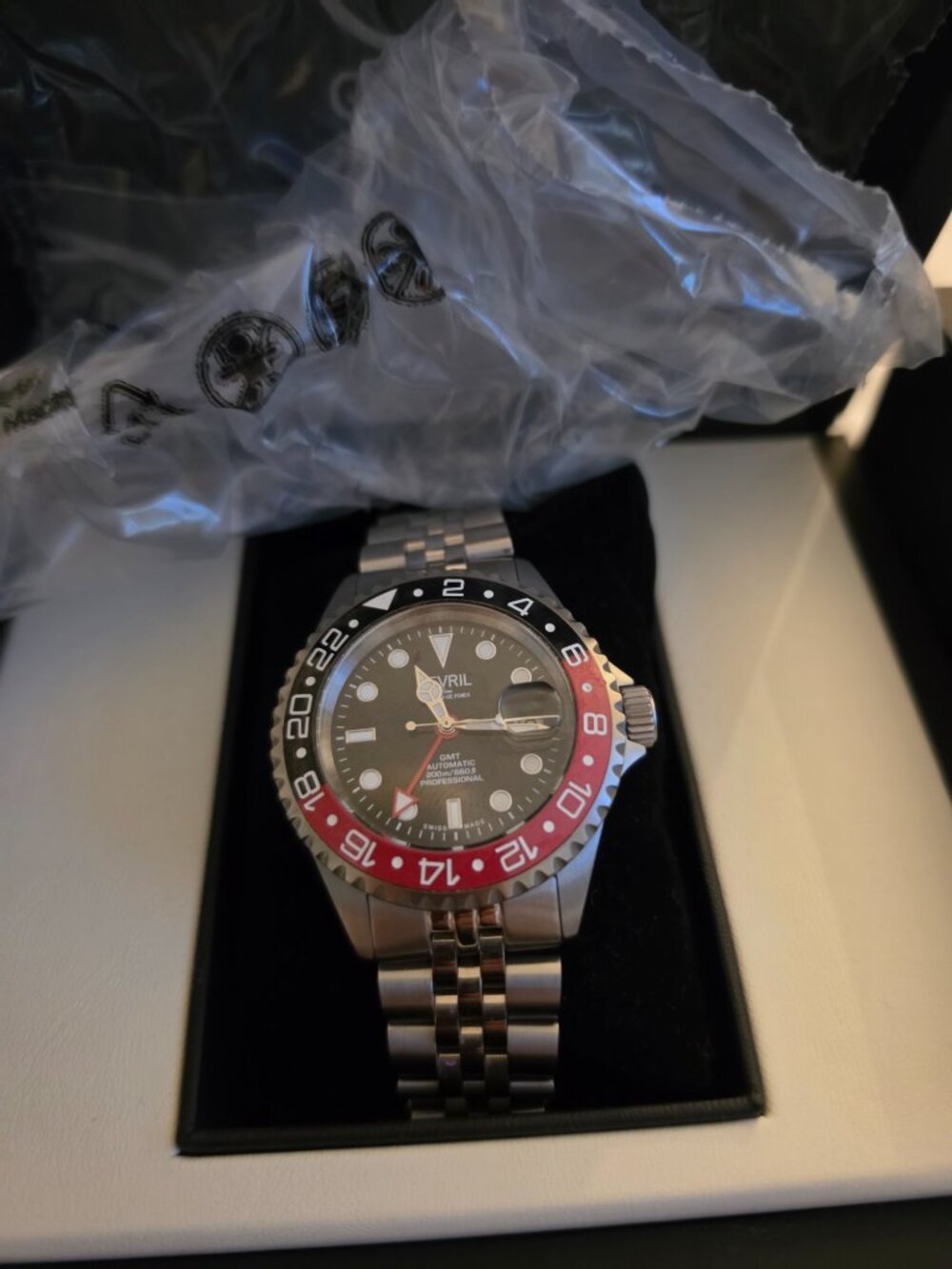 Gevril Wall Street GMT Black Dial Coke Bezel Men's Watch excellent extra links - Picture 5 of 6